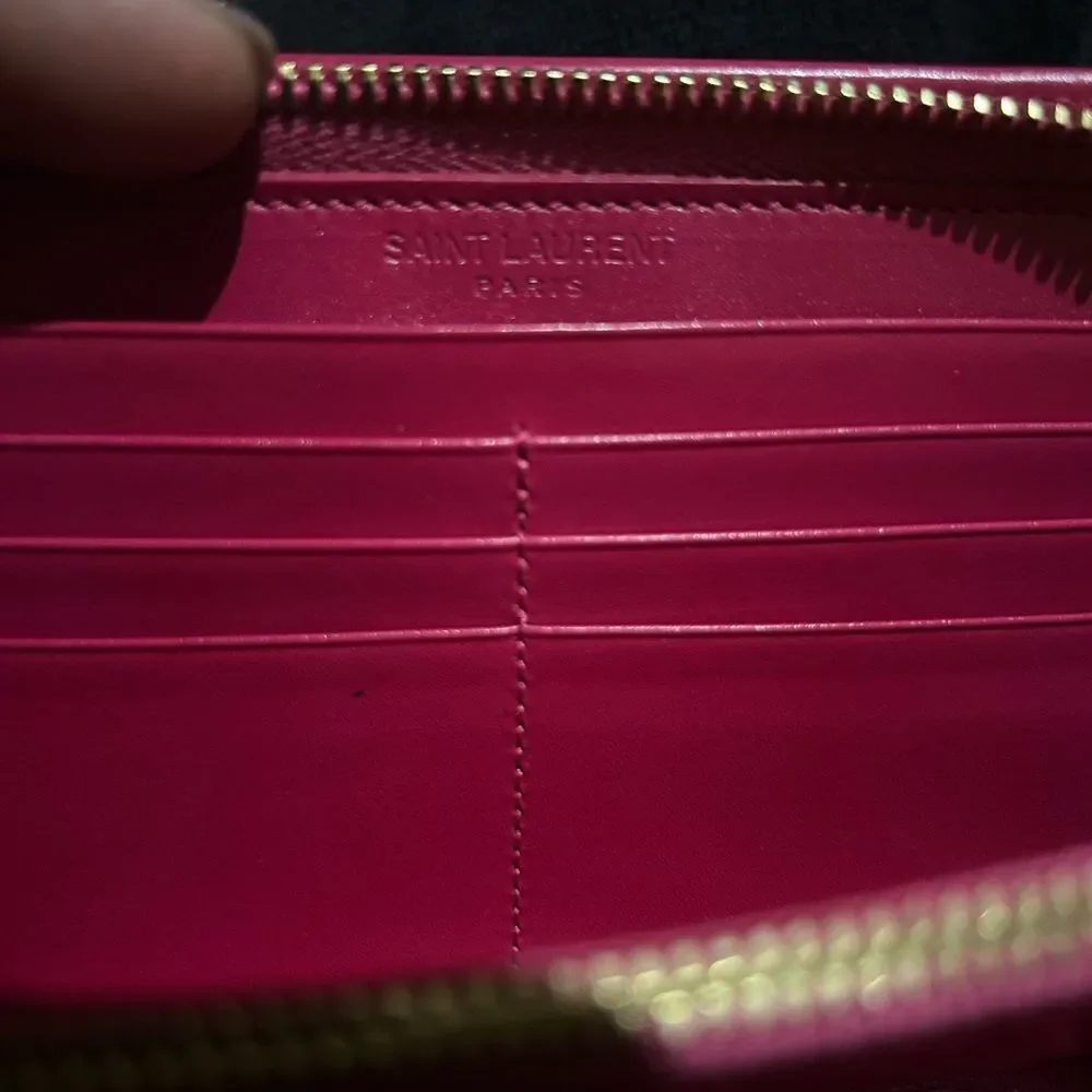 Authentic Saint Laurent Pink Zippy Wallet